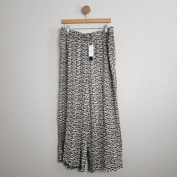 NEW Tahari Cream Black Abstract Print Wide Leg Pant - Picture 1 of 8